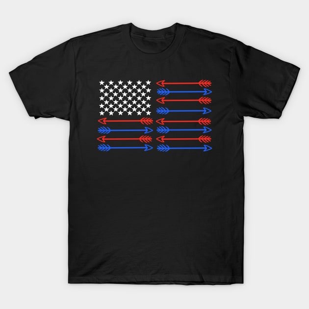 Archery Archer USA Flag T-Shirt by KAWAIITEE